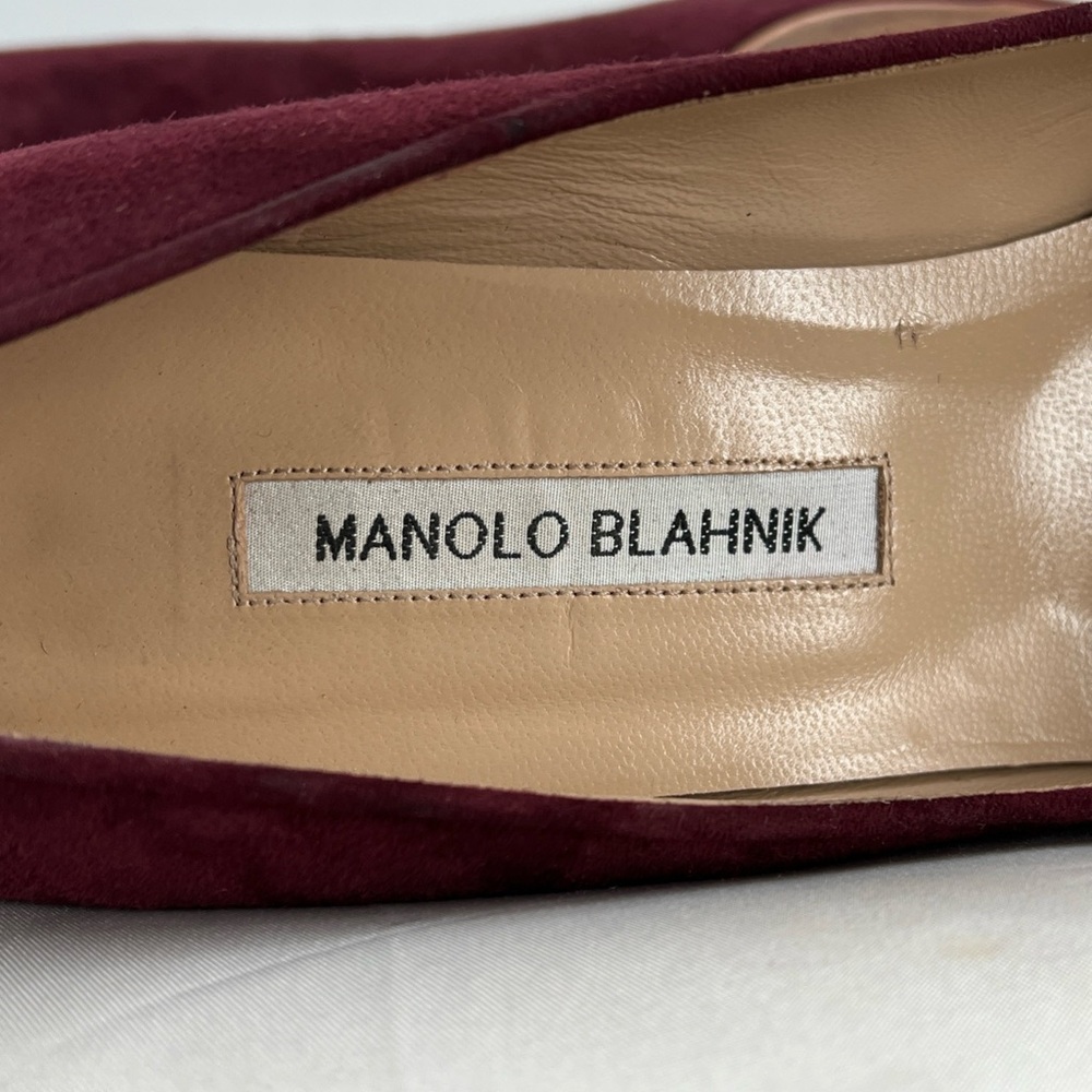 Manolo Blahnik Women's Tucciototo Block-Heel Suede Pumps Size 40 EU 10 US 90mm - Picture 12 of 13